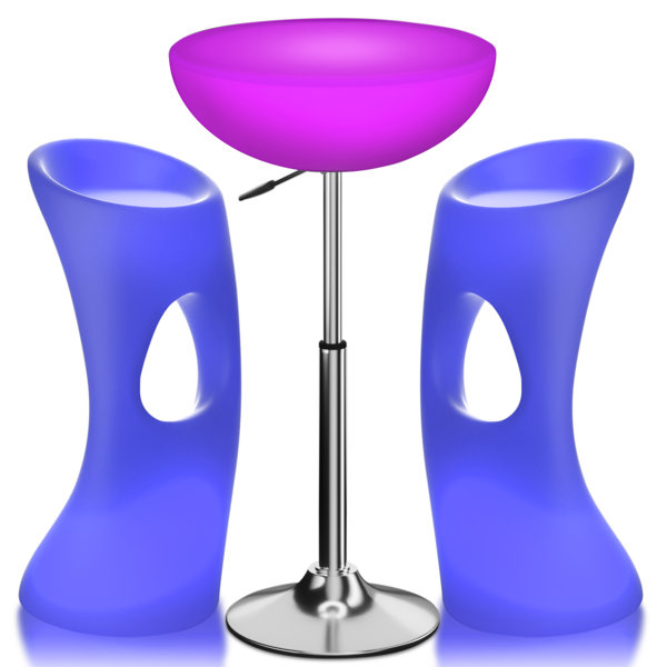 Wrought Studio 3 Piece LED Light Up Bar Stool and Table Set Wayfair